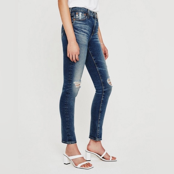 NWT AG Jeans MARI High-Rise Straight 15 Year Mural Distressed detailing Size 31R - Picture 3 of 15